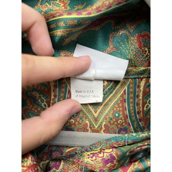 Vintage 90's Russ Paisley Print Button‎ Up Top Womens size 10 Green Ties at neck - Picture 5 of 8